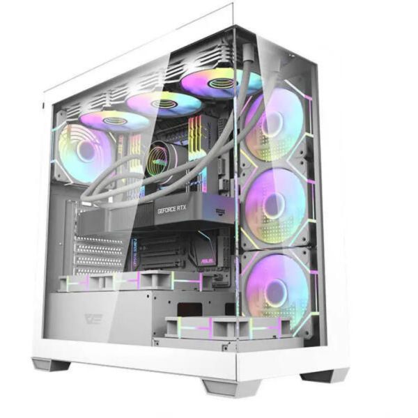 Darkflash DS900 számítógépház (fehér) + 7 ARGB ventilátorok (DS900 WHITE + FANS)